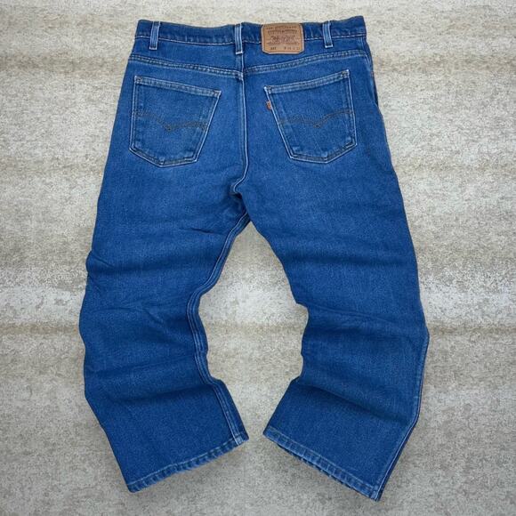 Vintage Orange Tab Levis 517 Jeans Bootcut Flared Fit Made in USA Dark Wash 80s - Picture 1 of 7